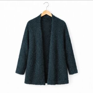 H&M Divided Teal Fuzzy Shabby Chic Womens Open Cardigan Sz Med